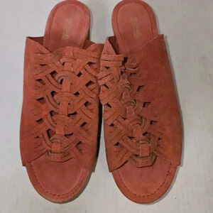 Michael Kors Westley Orange Suede Platform Open Toe Shoes SZ 9.5